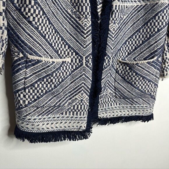 Lucky Brand- Women’s Fringe Open Front Cardigan Boho Aztec Print, Size Medium - Picture 6 of 12